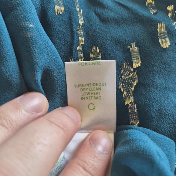 Lily Pulitzer NWT Inky Tidal Fish Clip Sienne Silk Metallic Draped Top US 8 - Picture 9 of 11